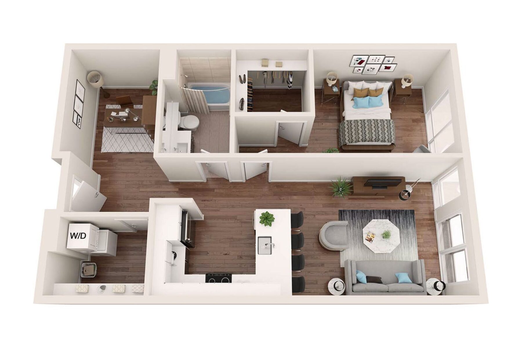 Plan Image: 1D.1 - One Bedroom w/ Den and Balcony
