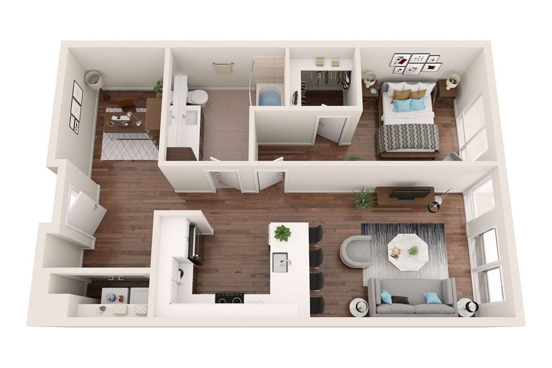 Plan Image: 1D.1A - One Bedroom w/ Den and Balcony