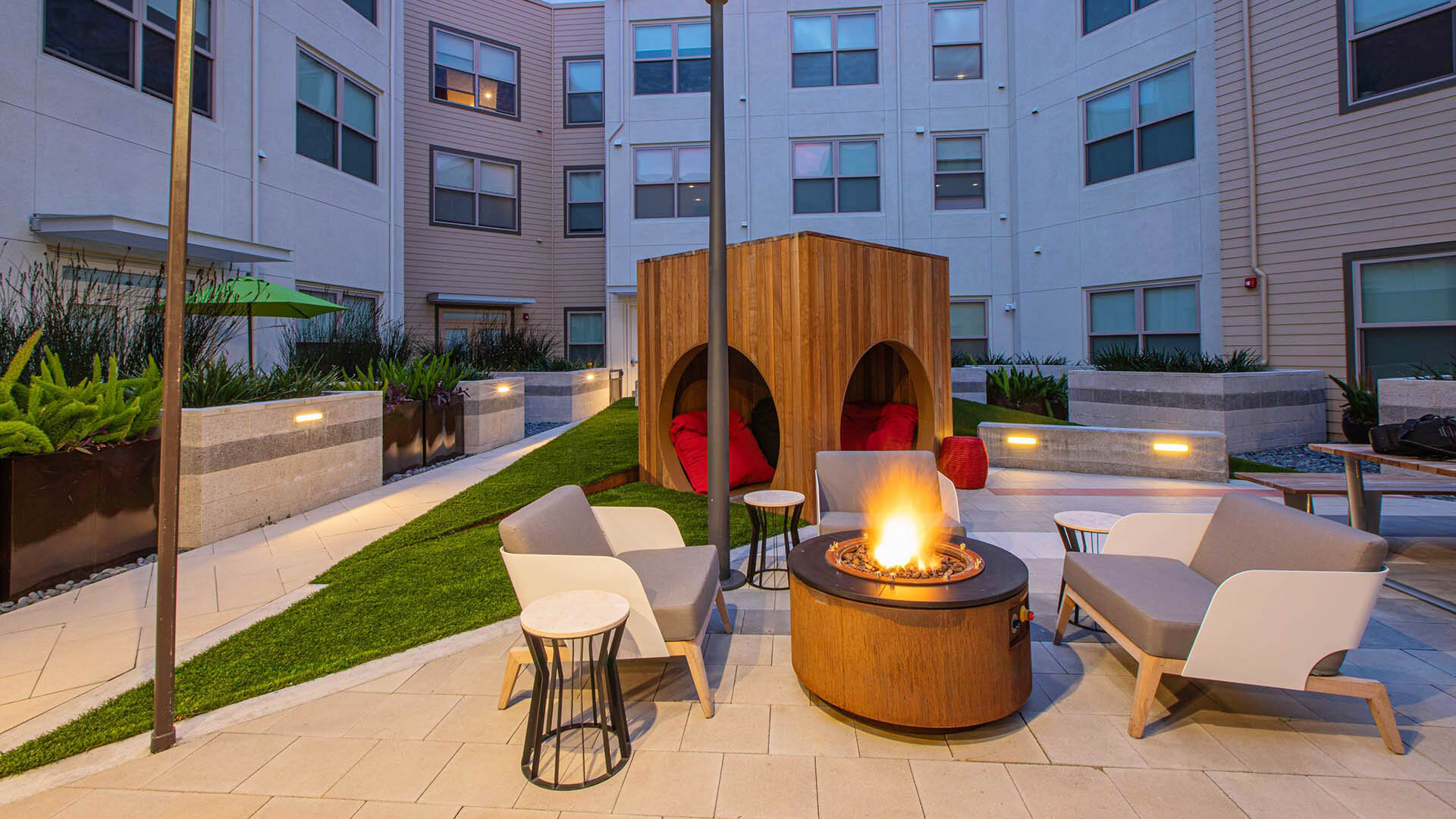 Aperture community courtyard firepit view 3b