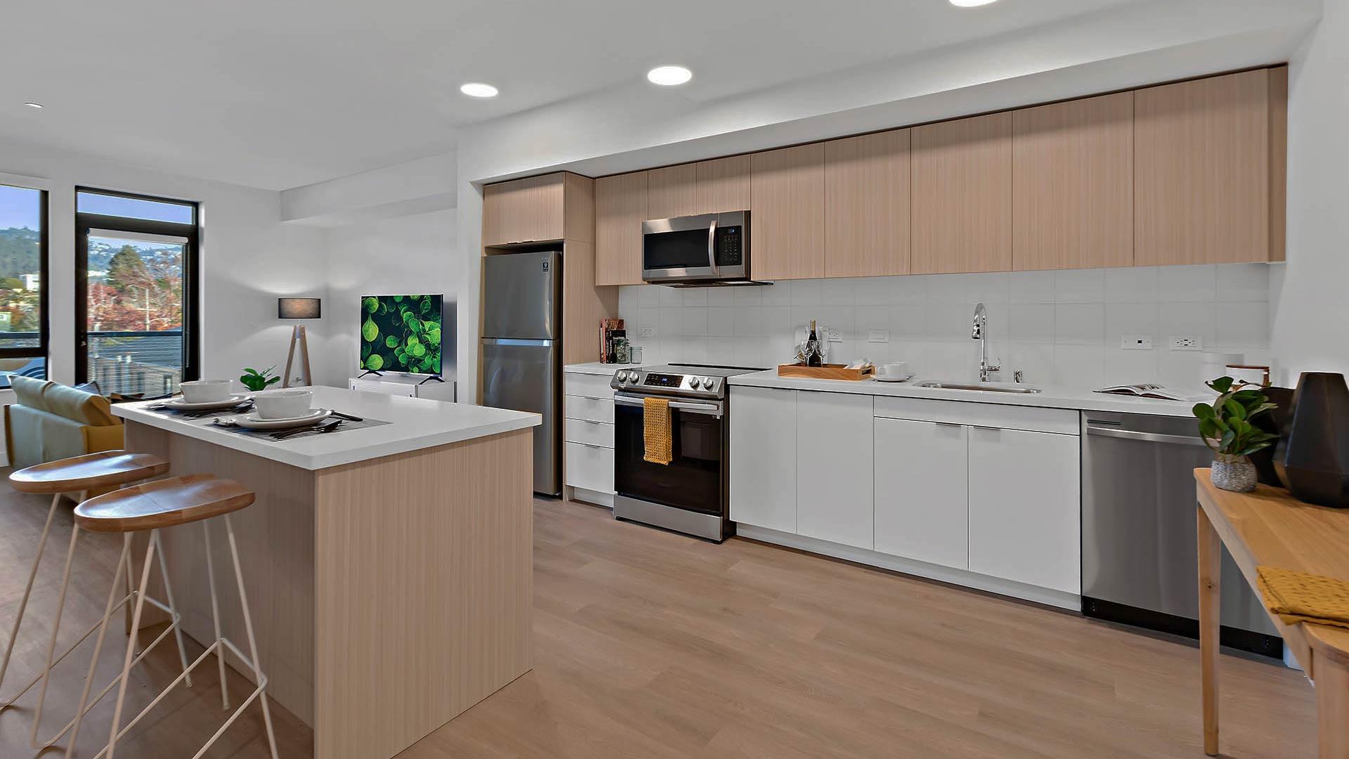Blake apartments b6 floorplan model kitchen view 1