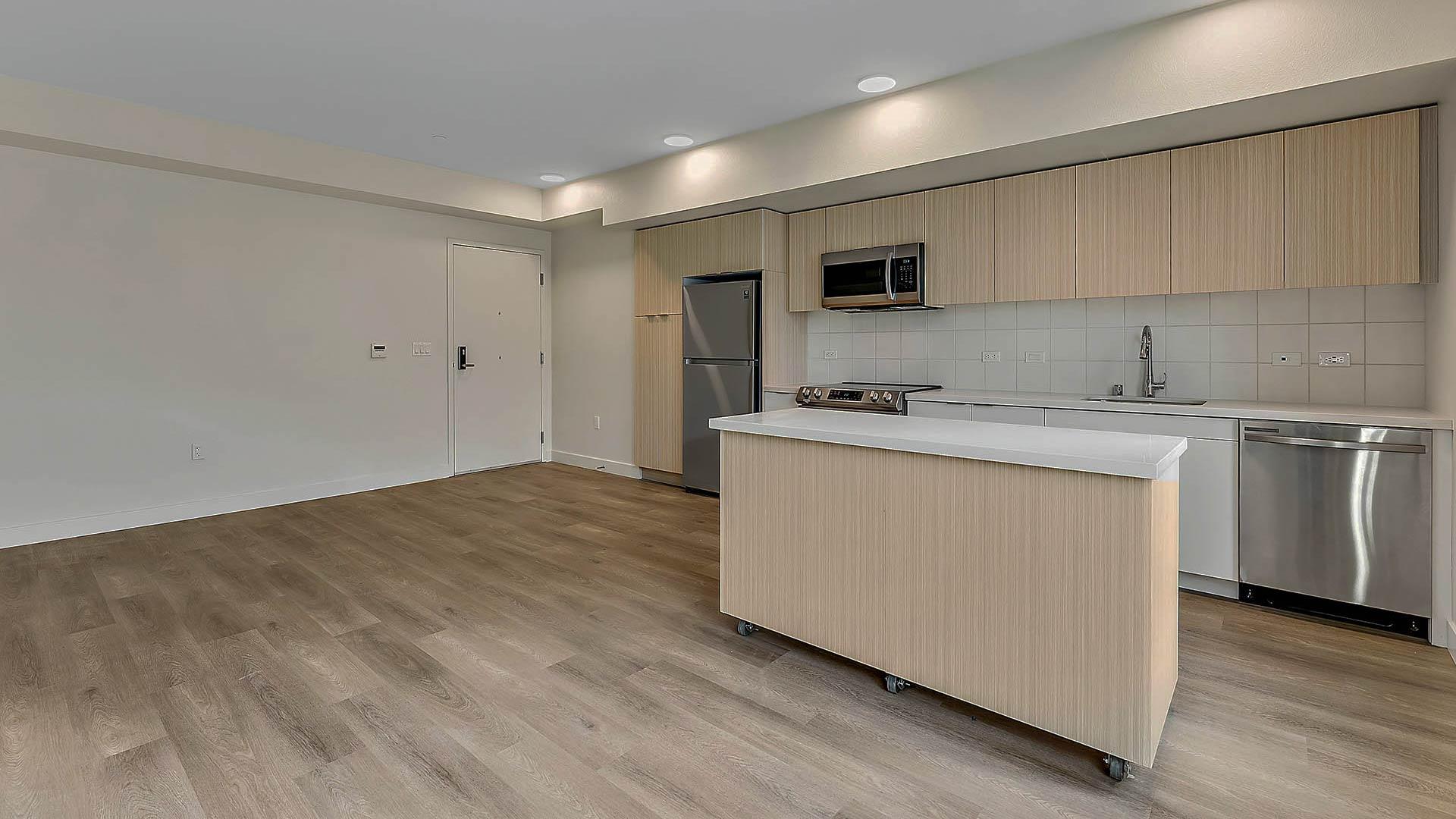 Blake apartments c2 floorplan kitchen island view 1