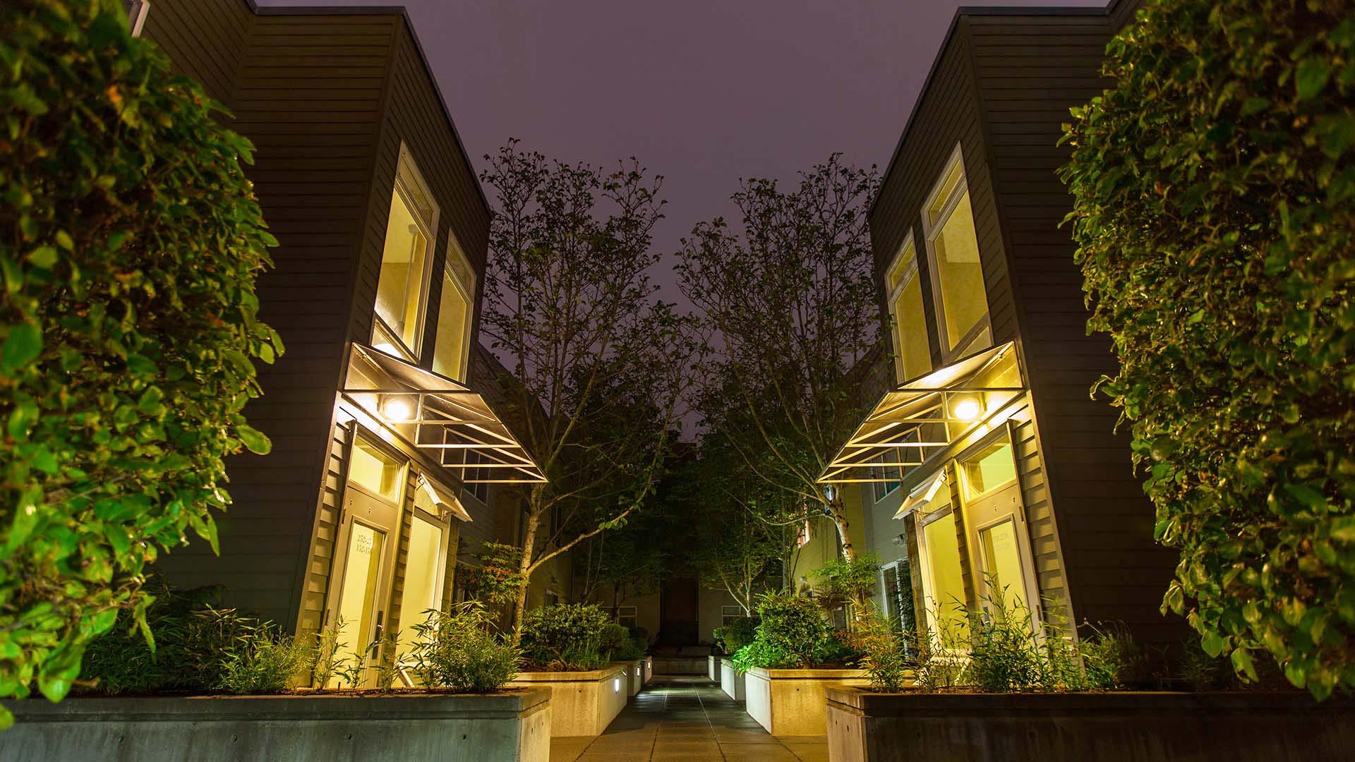 Broadway courtyard night view