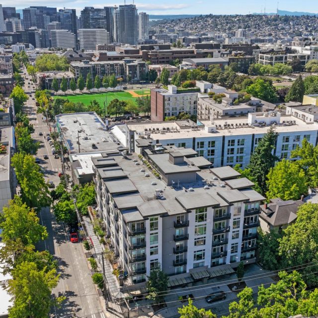 Collins on Pine Aerial Building Bellevue Skyline 16