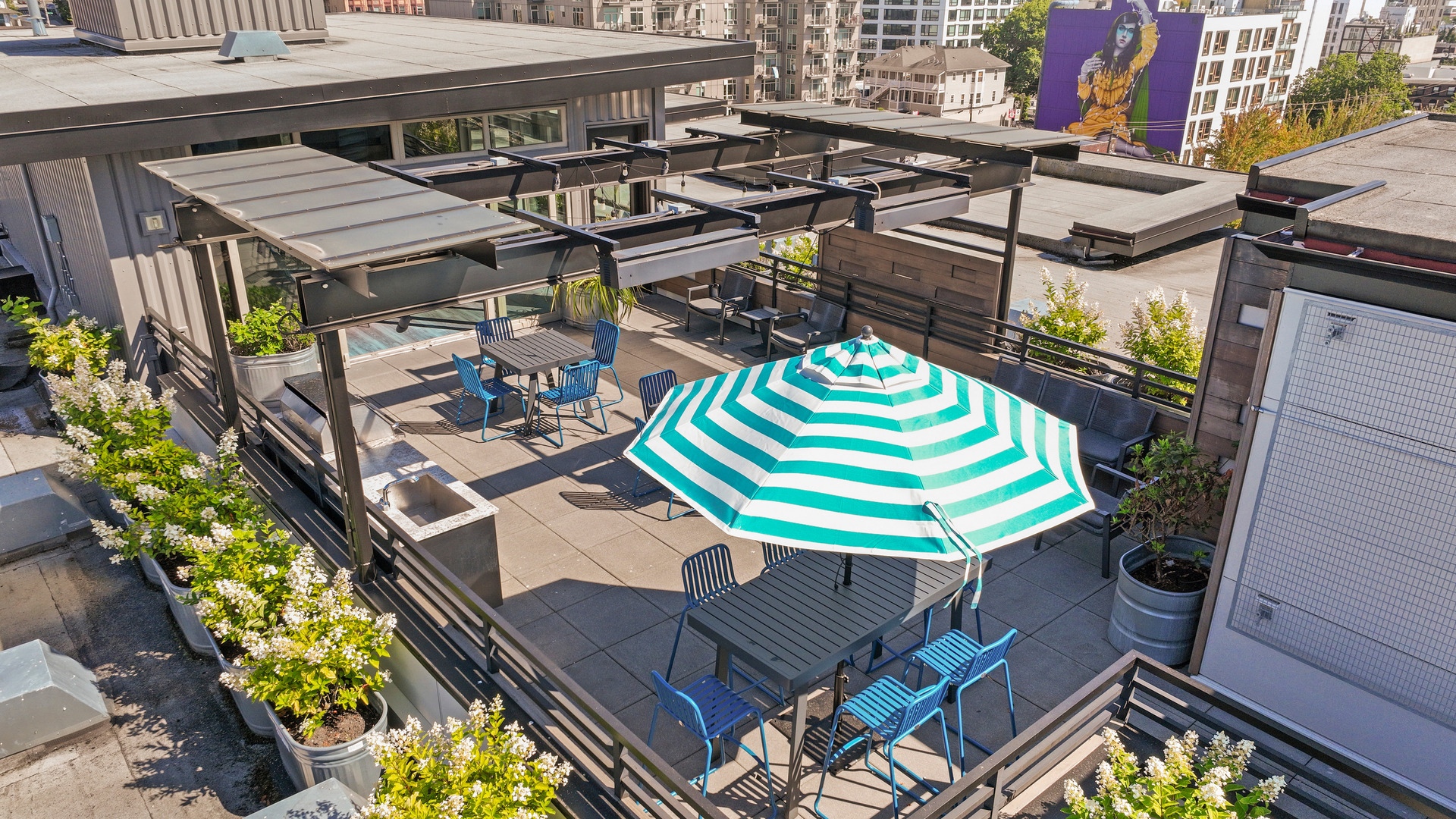 Collins on Pine Rooftop Terrace Lounge Mural View 03