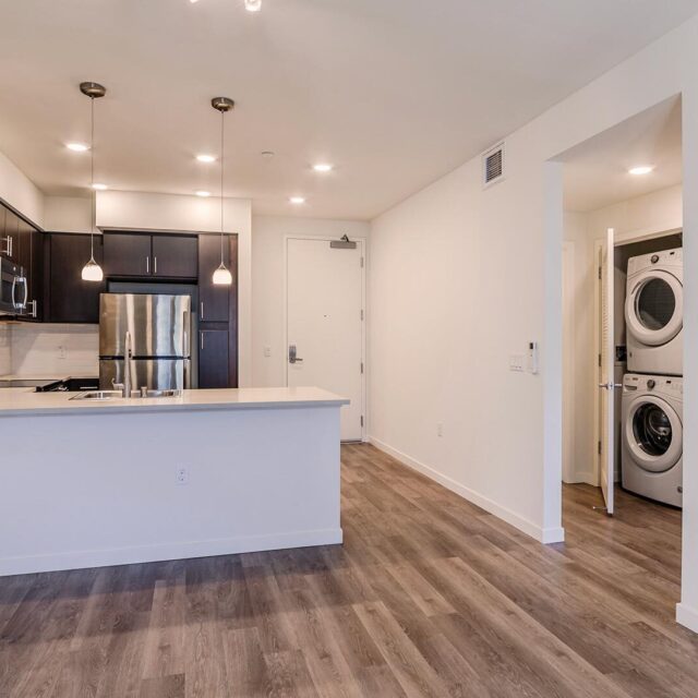 The lark cypress 1br kitchen laundry view