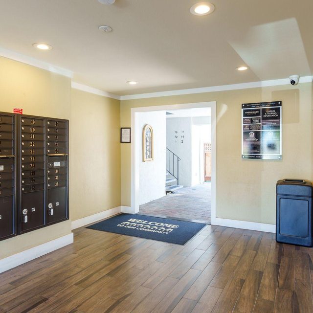 Marina haven lobby mailboxes courtyard view