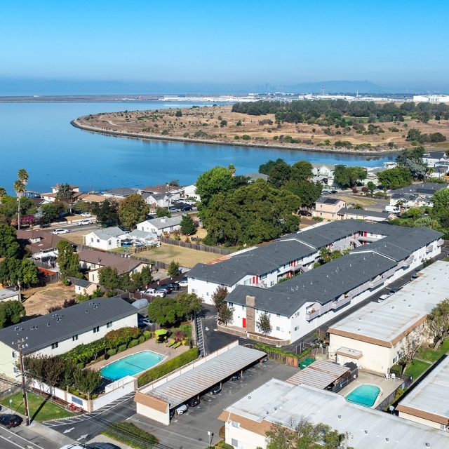 Marina plaza aerial bay view