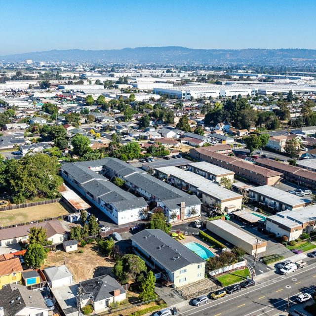 Marina plaza aerial hills view