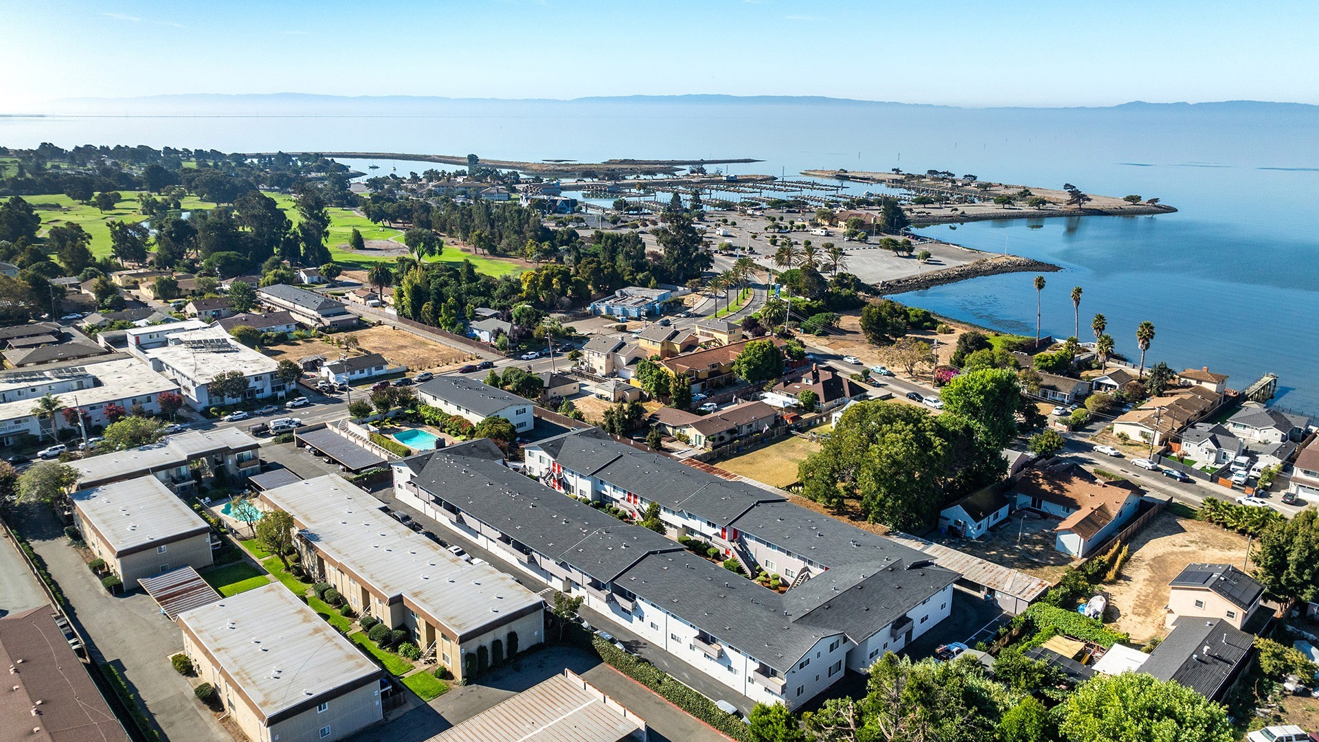 Marina plaza aerial marina view