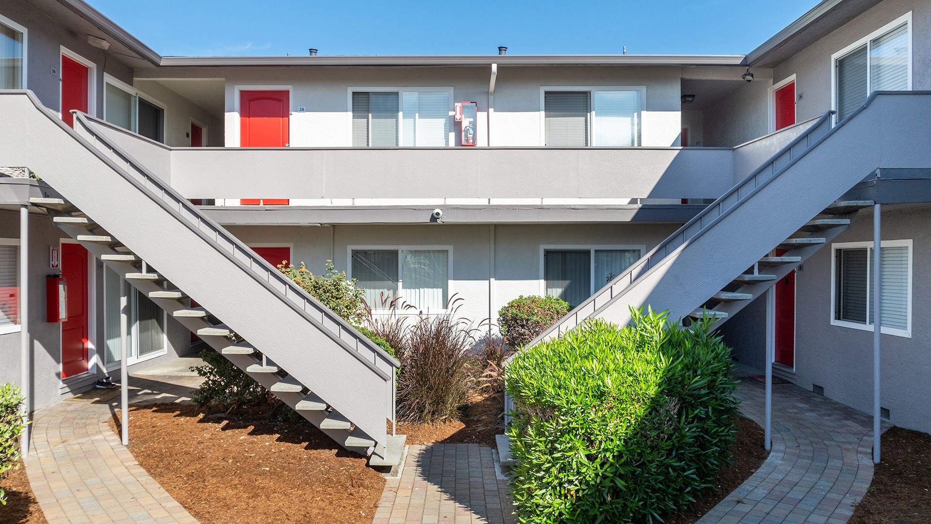 Marina plaza courtyard twin staircases