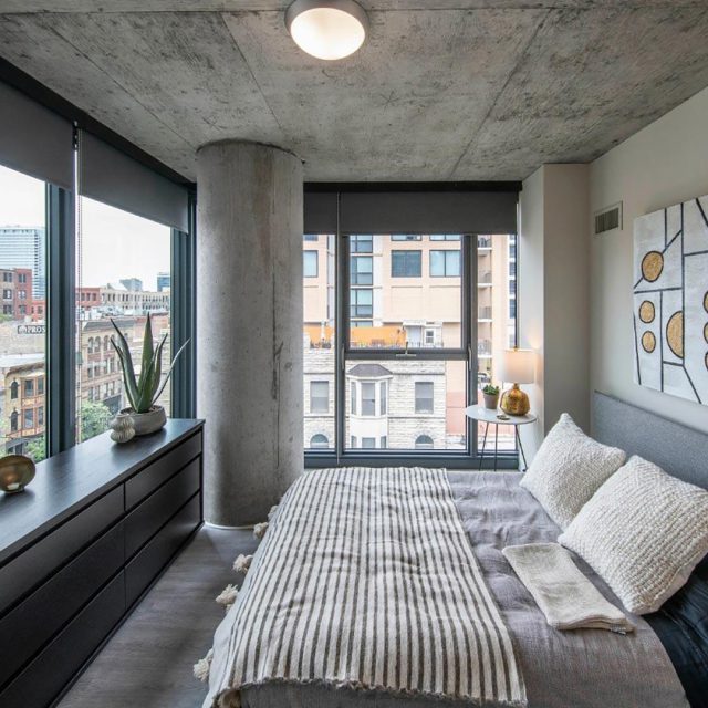 Marlowe chicago model corner unit bedroom view