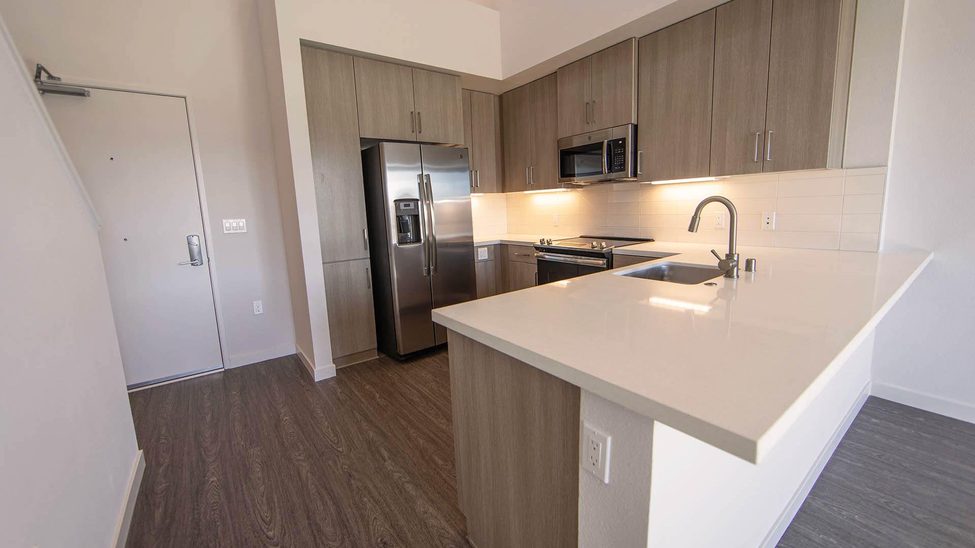 Mira plan B Loft kitchen island view 1