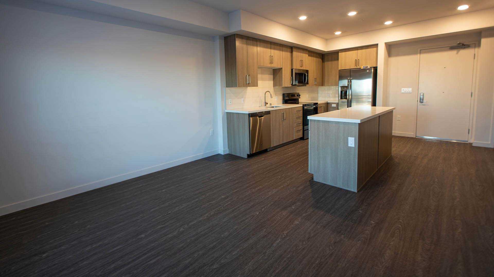 Mira plan E kitchen island view 2