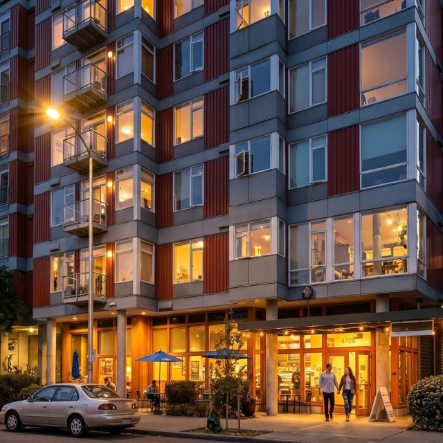 Mural exterior twilight