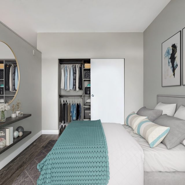 Mural interior model suite bedroom