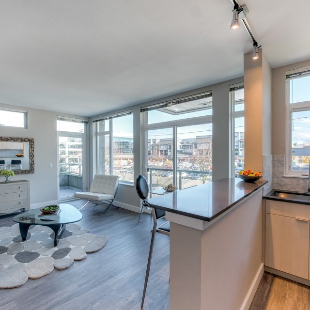 Mural interior model suite living kitchen