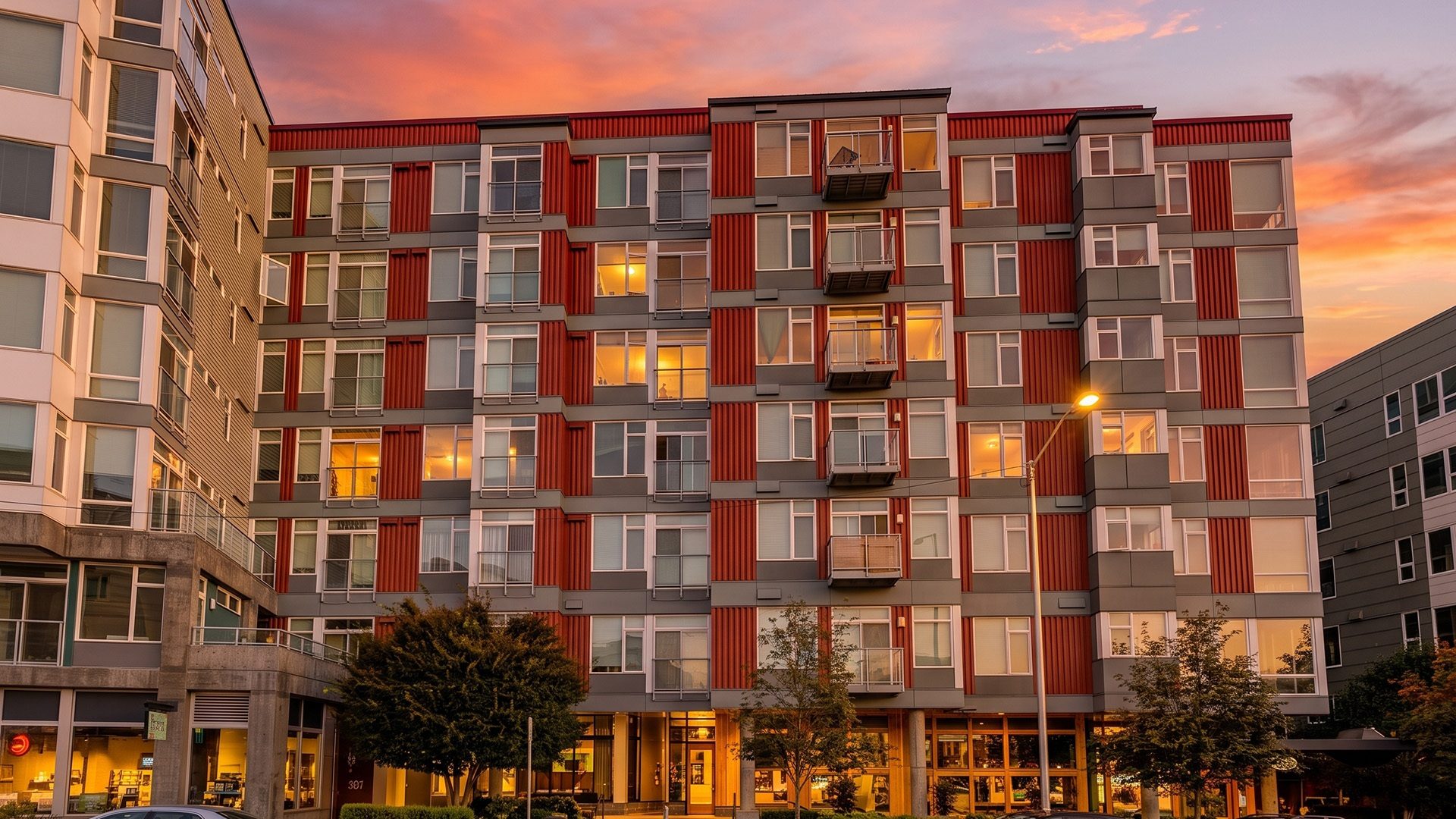 Mural exterior sunset