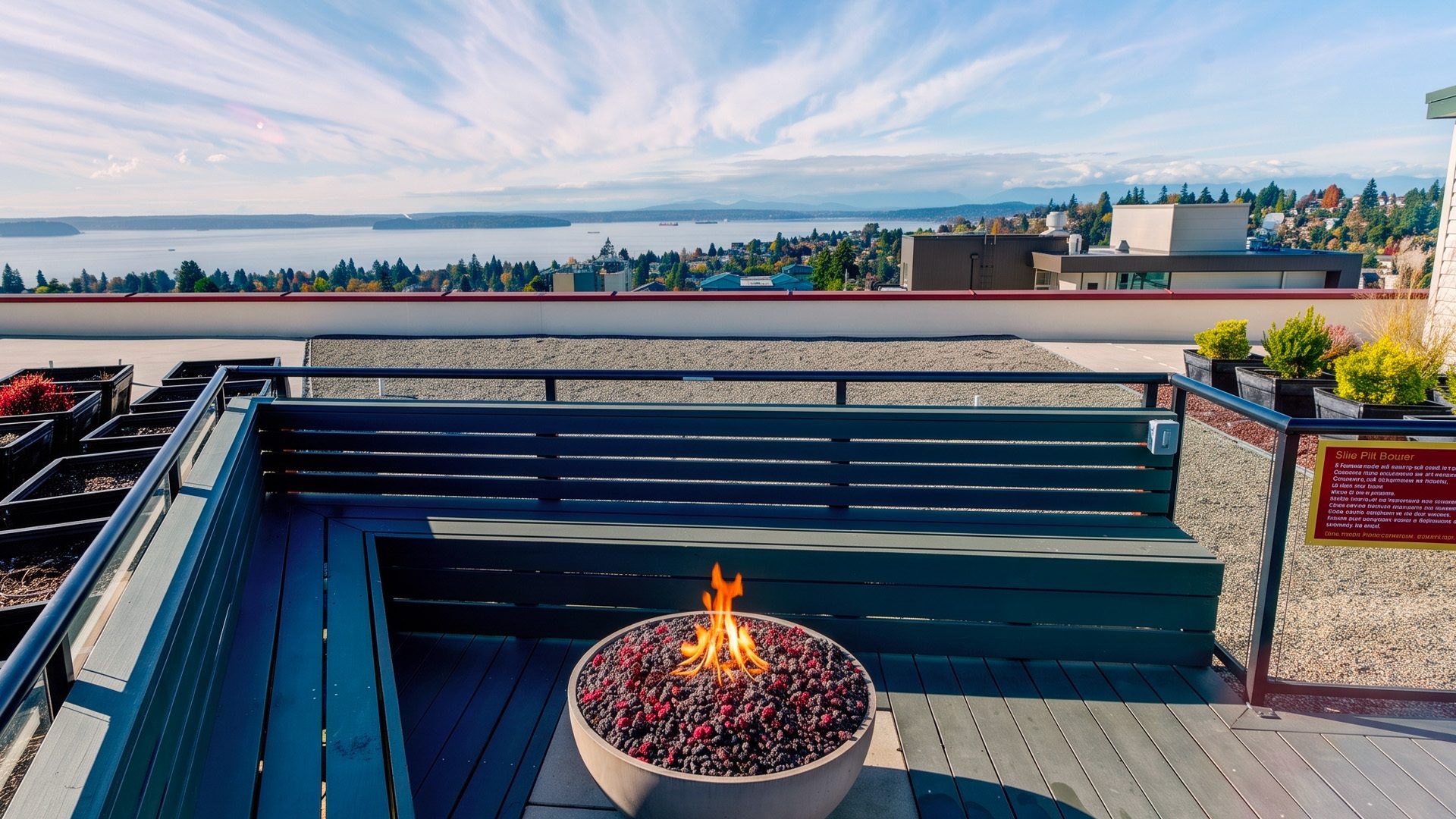 Mural rooftop firepit day