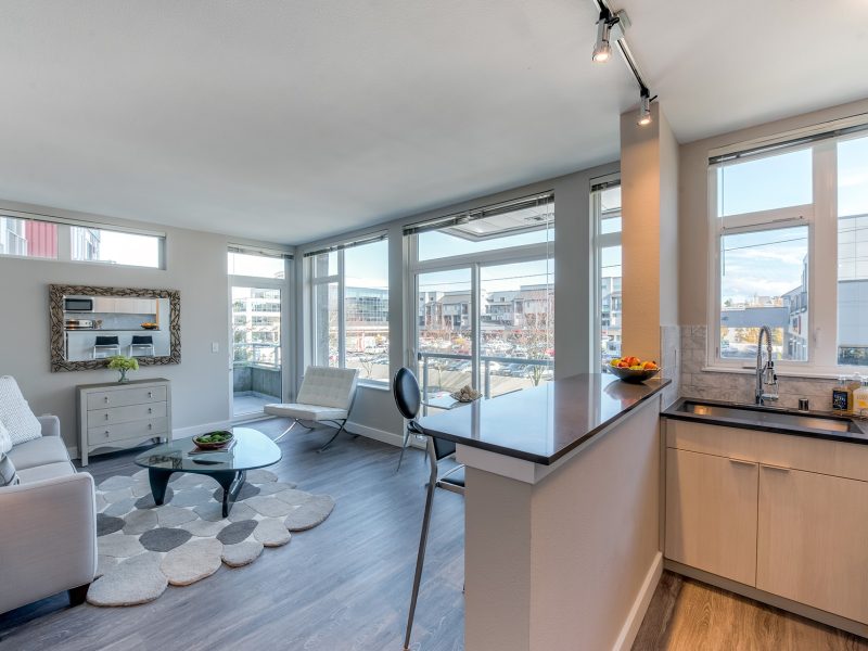 Mural interior model suite living kitchen