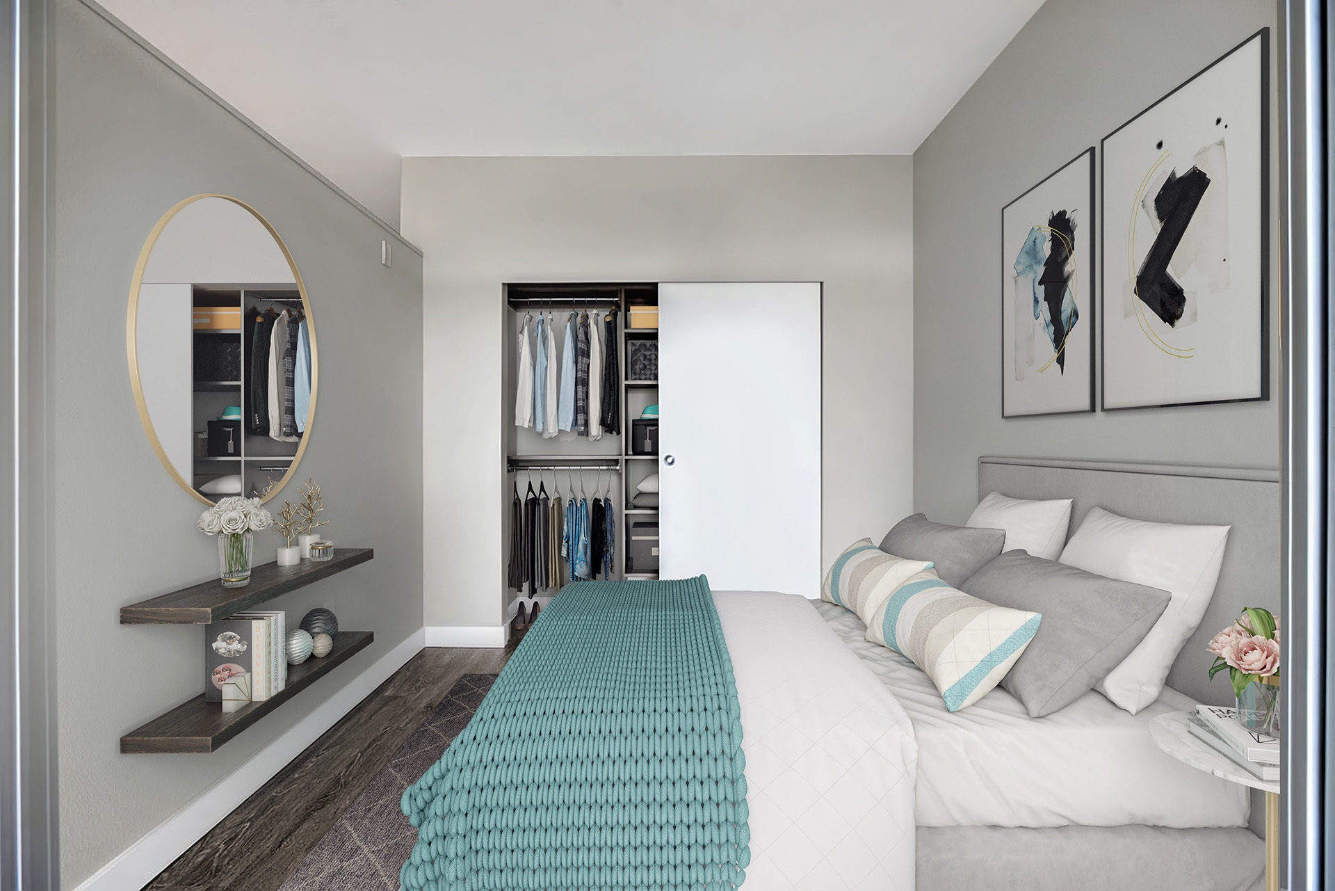 Mural interior model suite bedroom