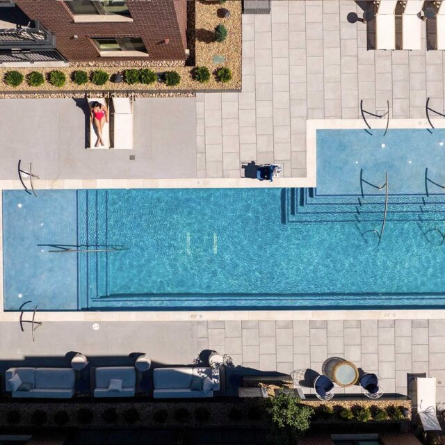 Reve exterior pool deck aerial view 2