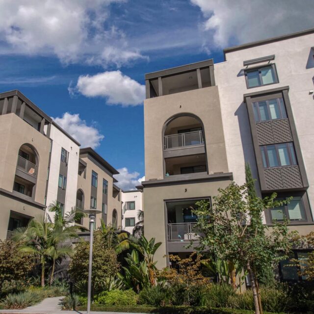 Vilara community building lush landscaping view