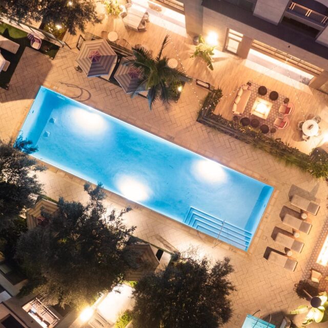 Vilara community resort style pool aerial view